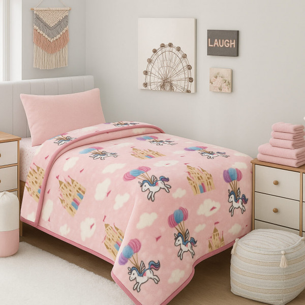 Astron Παιδική Κουβέρτα Βελουτέ Μονή 150x220cm Unicorn Fly 2827.