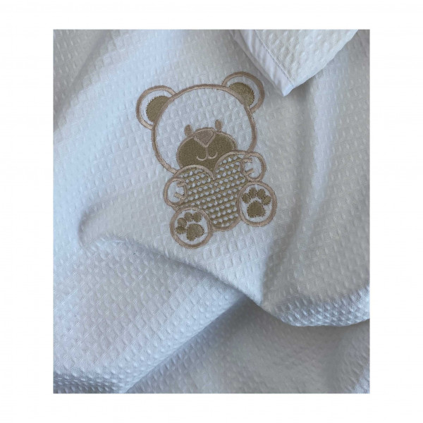 Astron Κουβέρτα Πικέ Αγκαλιάς & Λίκνου 80 Χ 110 White 8618