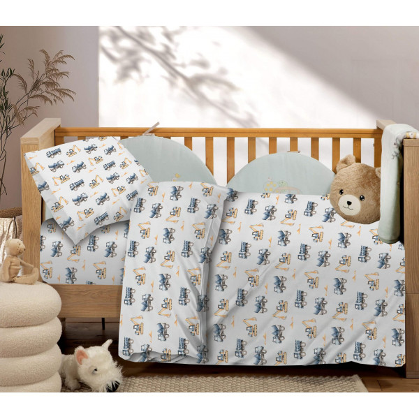 Astron Βρεφικά Σετ Σεντόνι Κούνιας Με Λάστιχο Trucks 8724