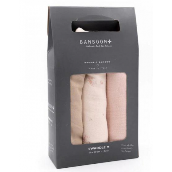 BAMBOOM Σετ Μουσελίνα 70x70cm 3τεμάχια Bouquet-Soft Pink-Camel 263-89