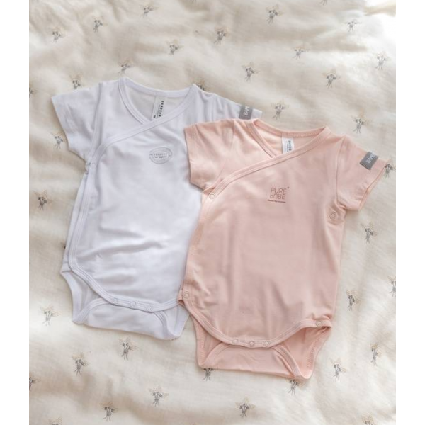 BAMBOOM Κορμάκι Κοντομάνικο 2τμχ κορμάκι White-Pink 528-04