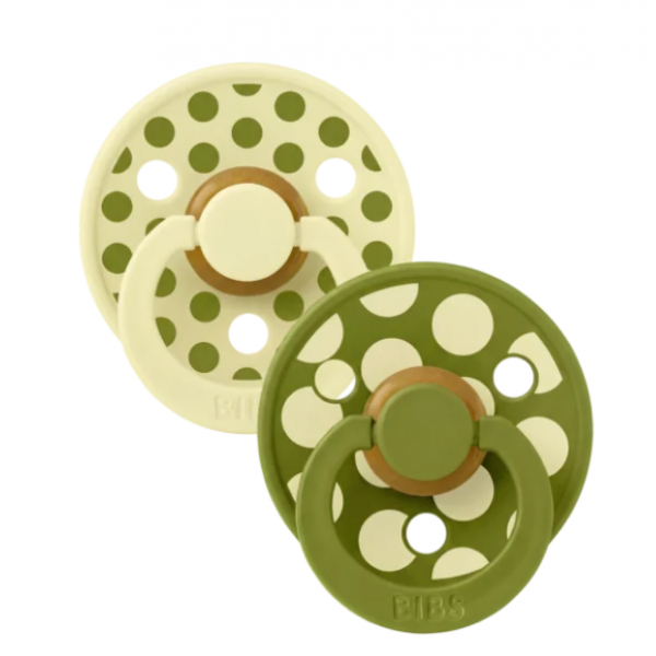 Bibs Πιπίλες Colour Round 2τμχ Latex No1 Polka Dot Luna-Wasabi 11041104