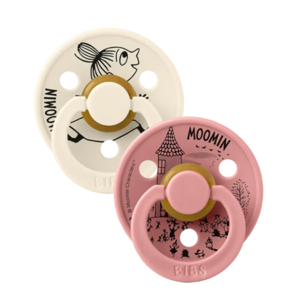 Bibs Πιπίλες Colour 2τμχ Latex MOOMINS No1 0m+ Little My Ivory-Sky Pink 11039101