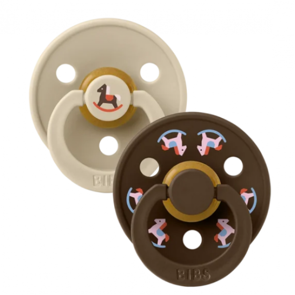 Bibs Πιπίλες Colour Round 2τμχ Latex No1 0m+ Holiday Horse Vanilla-Mocha 11043102