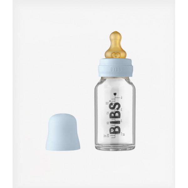 Bibs Μπιμπερό Γυάλινο Latex 110ml Baby Blue 5013231