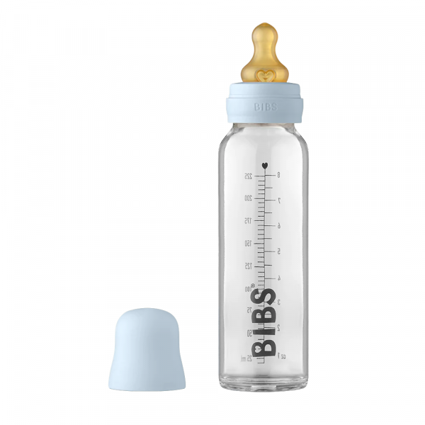 Bibs Μπιμπερό Γυάλινο Latex 225ml Baby Blue 5014231