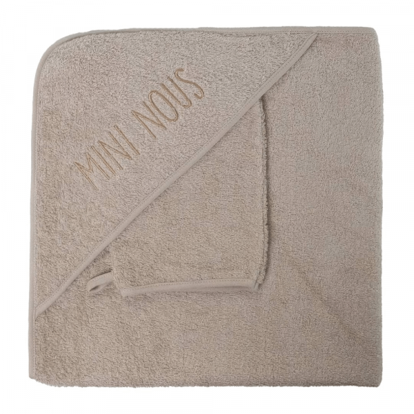 Trois Kilos Sept Σετ Μπουρνούζι με Κάπα & Γάντι 70x70cm Μπεζ 55-8175025