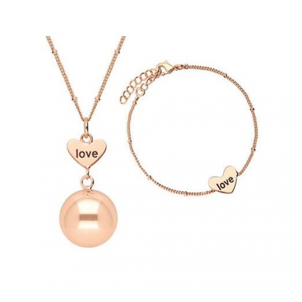 Bola Σετ μελωδικό μενταγιόν και βραχιόλι rose-gold love BOLA-SET_1_SET1