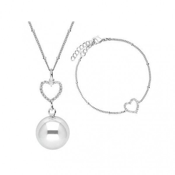 Bola Σετ μελωδικό μενταγιόν και βραχιόλι silver heart BOLA-SET_1_SET2