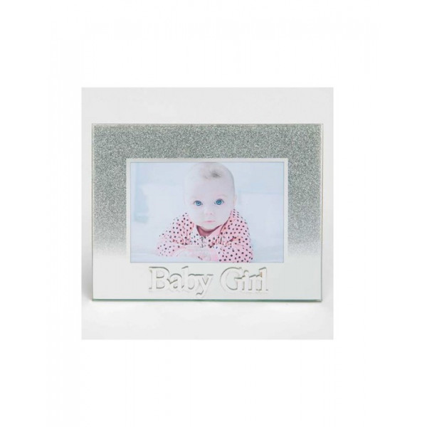 Bambino Γυάλινη Κορνίζα Silver Glitter Baby Girl BR75060