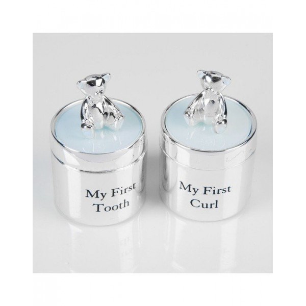 Bambino Σετ Επάργυρα Κουτιά   First Tooth   &   Curl Box   Μπλέ  BR75443