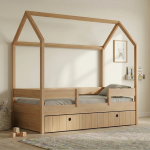 Casakids Kiddy Natural Παιδικό Κρεβάτι Montessori 3 σε 1 με Αφαιρούμενη Σκεπή CK00101