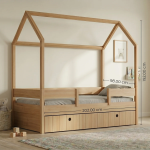 Casakids Kiddy Natural Παιδικό Κρεβάτι Montessori 3 σε 1 με Αφαιρούμενη Σκεπή CK00101