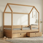 Casakids Kiddy Natural Παιδικό Κρεβάτι Montessori 3 σε 1 με Αφαιρούμενη Σκεπή CK00101