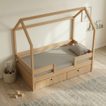 Casakids Kiddy Natural Παιδικό Κρεβάτι Montessori 3 σε 1 με Αφαιρούμενη Σκεπή CK00101