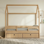 Casakids Kiddy Natural Παιδικό Κρεβάτι Montessori 3 σε 1 με Αφαιρούμενη Σκεπή CK00101