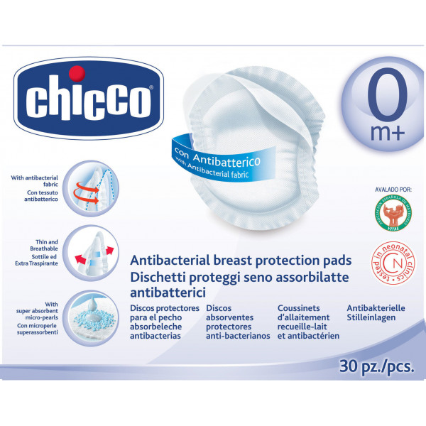 Chicco Επιθέματα Στήθους Αντιβακτηριακά 30τμχ 61779