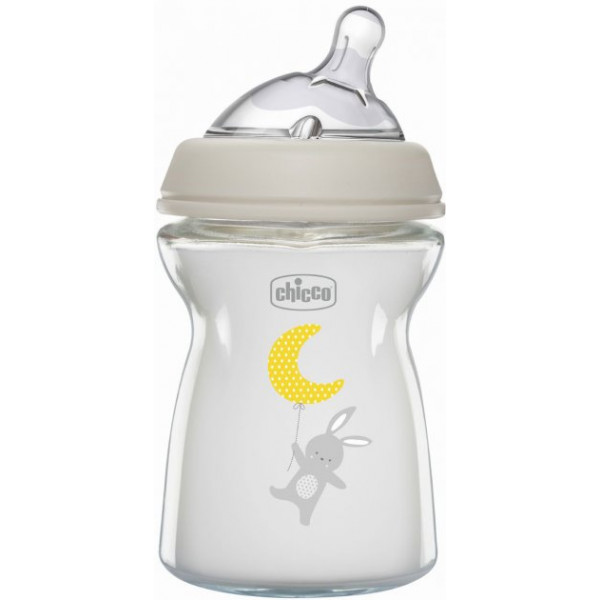 Chicco Γυάλινο Μπιμπερό Natural Feeling 250ml 0M+ (1+1Δώρο) 81221-30