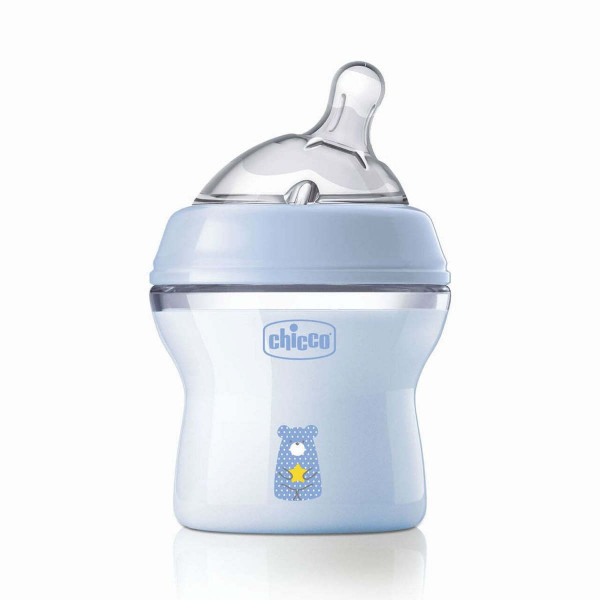 Chicco Πλαστικό Μπιμπερό Natural Feeling  Κατά των Κολικών με Θηλή Σιλικόνης 150ml για 0+ μηνών Σιελ 81311-20