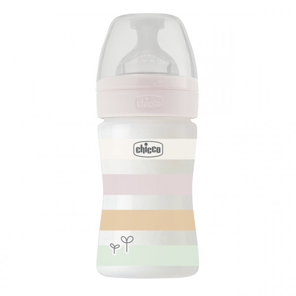 Chicco Πλαστικό Μπιμπερό Well Being Κατά των Κολικών Ροζ 150ml Για 0+ Μηνών A60-28611-11