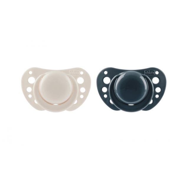 Chicco Πιπίλα  Physio Air με Θηλή Σιλικόνης & Θήκη σε Μπεζ-Γκρι Μπλε Για 6-16m C20-75033-31