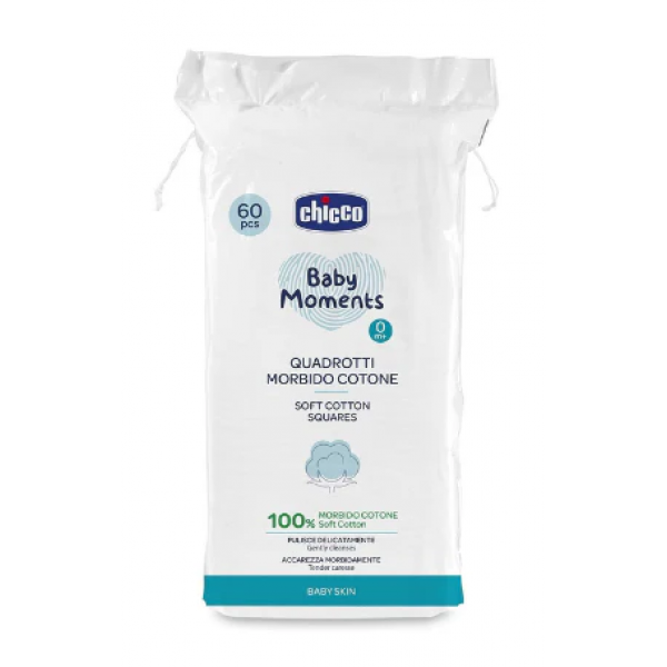 Chicco Μαντηλάκια Από Μαλακό Βαμβάκι New Baby Moments 60 τεμ L60-10609-00