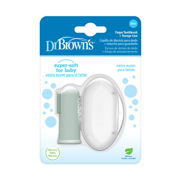 Dr Browns Βρεφική Δαχτυλική Οδοντόβουρτσα Σιλικόνης Μέντα  HG126