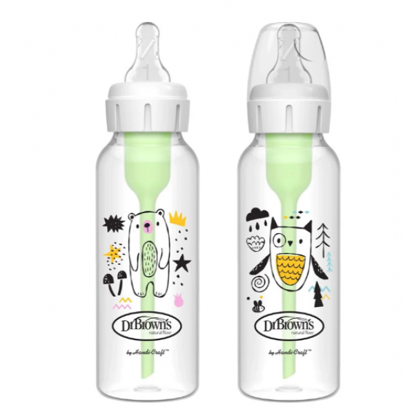 Dr Browns Πλαστικό Μπιμπερό με Στενό Λαιμό Options+  Bear/Owl 250ml (2τεμ) SB82041