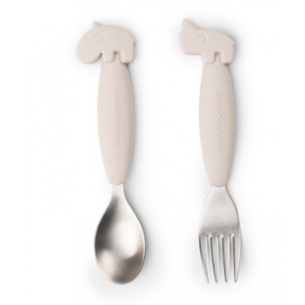 Done by Deer Κουταλι και Πηρουνι Deer Friends Sand  12M+ 2 τεμ BR79506