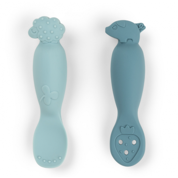 Done by Deer Εκπαιδευτικά Κουτάλια από σιλικόνη tiny farm blue +0μ 2 τεμ BR79982