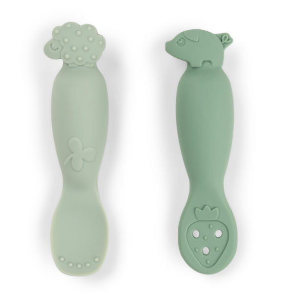 Done by Deer Εκπαιδευτικά Κουτάλια από σιλικόνη tiny farm Green +0μ 2 τεμ BR79983