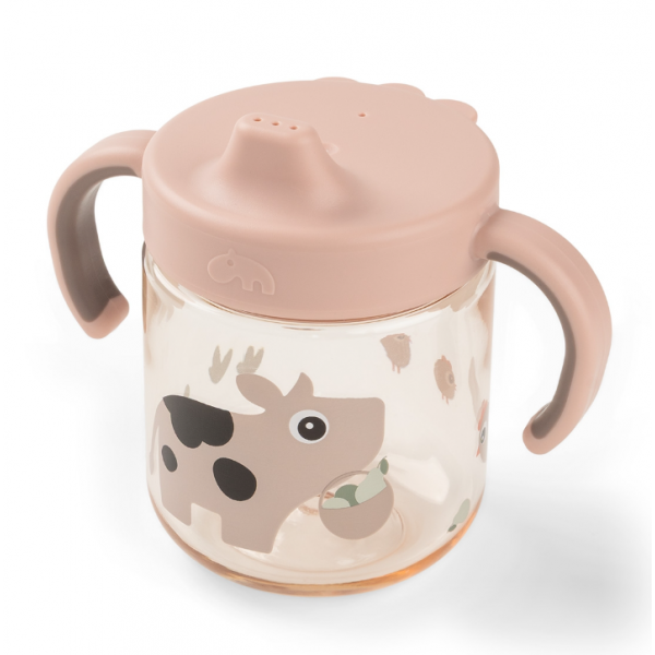 Done by Deer Εκπαιδευτικο Ποτήρι Με Στόμιο Και Λαβές Tiny Farm Powder 260ml BR79992