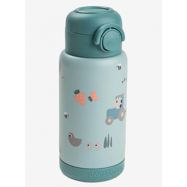 Done by Deer Ισοθερμικό Παγούρι με Καλαμάκι Tiny Farm Blue 340 ml BR90104