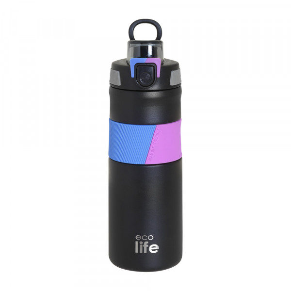 eco life Θερμός 500ml Με Λαβή Σιλικόνης Black 5208009005094