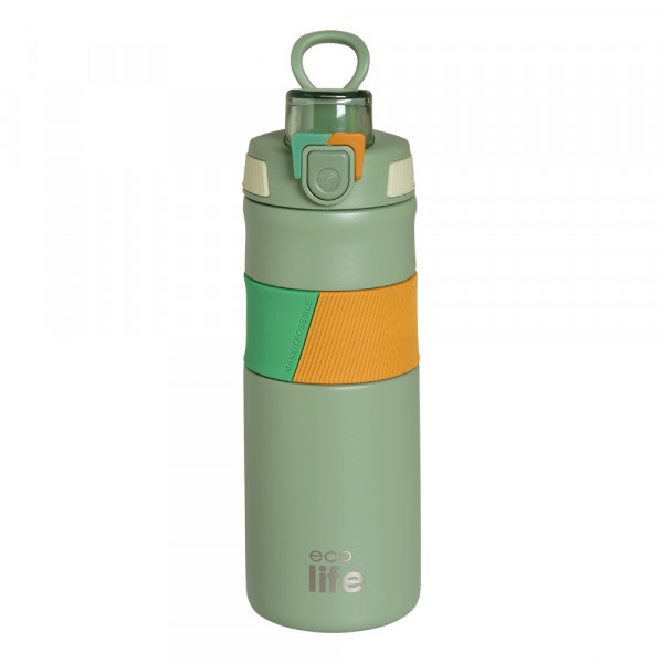 eco life Θερμός 500ml Με Λαβή Σιλικόνης Green  5208009005100