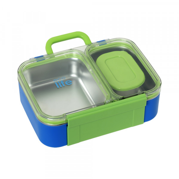 eco life Φαγητοδοχείο Με 2 Χωρίσματα και Μπωλ 800ml Μπλε 5208009005087