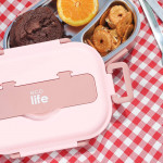 eco life Φαγητοδοχείο 1Lt  3 Θέσεων Ροζ   5208009003182