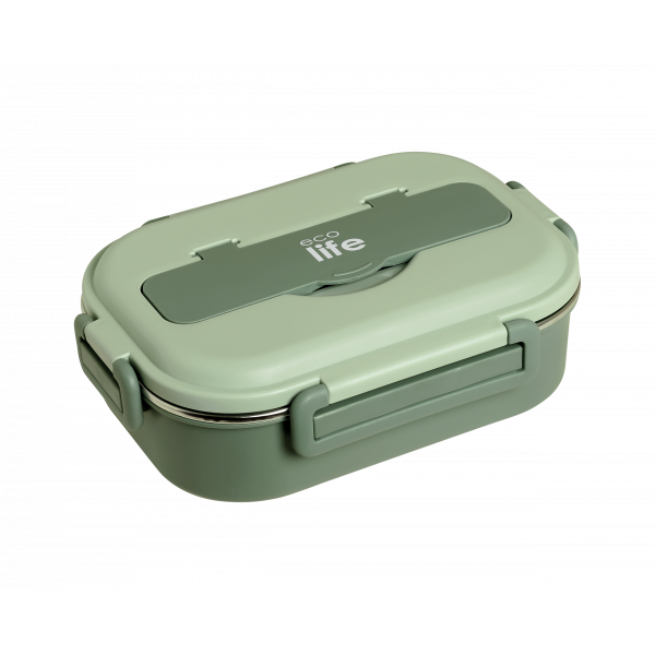 eco life Φαγητοδοχείο 1Lt  3 Θέσεων Πράσινο 5208009003199