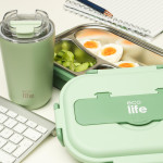 eco life Φαγητοδοχείο 1Lt  3 Θέσεων Πράσινο 5208009003199