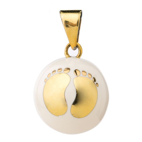 Bola Μενταγιόν εγκυμοσύνης - Άσπρο με χρυσά πατουσάκια Bola VK901