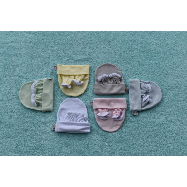 Figlio Bino Σετ Σκουφάκι Γαντάκια για Νεογέννητο 100% Βαμβάκι F-51