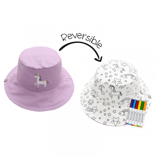 FlapJackKids Kids’ Colouring Sun Hat Medium 3-4year Unicorn – FJKCS904M