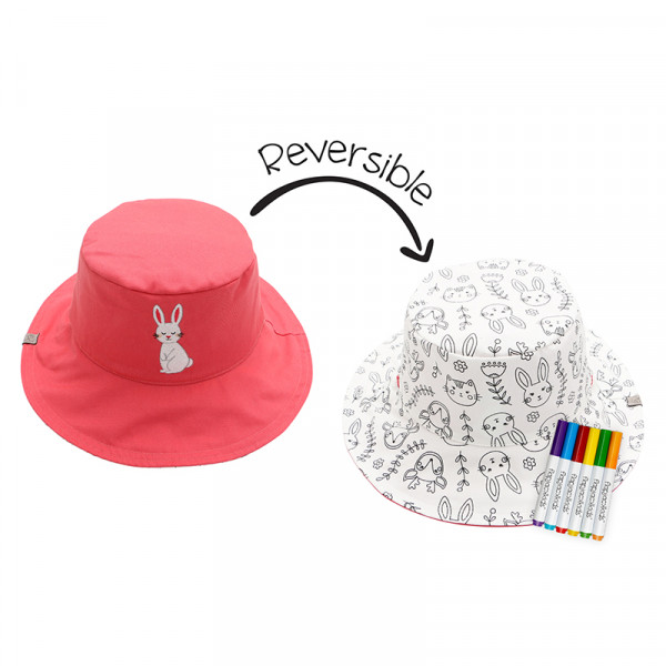 FlapJackKids Kids’ Colouring Sun Hat Large 4-6year – Bunny FJKCS907L