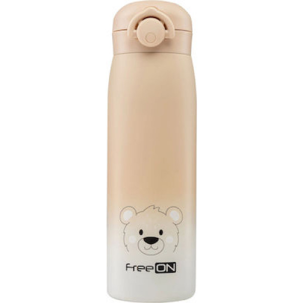 FreeON Θερμός Μπουκάλι Ανοξείδωτο 2 σε 1 480ml Bear Beige 380708