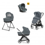 Inglesina Πολυκαρότσι Electa Quattro Χρώμα Union Grey Με Σκελετό Silver Black Και Κάθισμα Αυτοκινήτου Darwin Infant KA51R0UNG