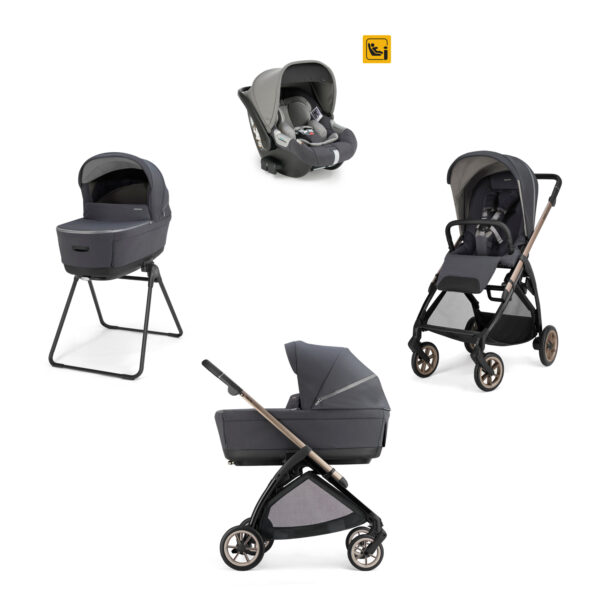 Inglesina Πολυκαρότσι Electa Quattro Garage Grey Με Σκελετό Bronze Black και Κάθισμα Αυτοκινήτου Darwin Infant KA51T0GRG