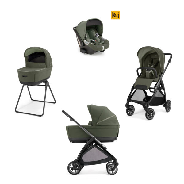 Inglesina Πολυκαρότσι Electa Quattro Loft Green Με Σκελετό Iron Black και Κάθισμα Αυτοκινήτου Darwin Infant KA51T0LFG