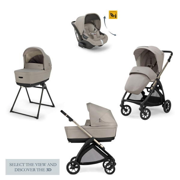 Inglesina Πολυκαρότσι Electa Quattro Χρώμα Battery Beige Με σκελετό Iridio Black Και Κάθισμα Αυτοκινήτου Darwin Infant Recline KA52S0BTB