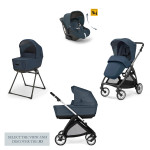 Inglesina Πολυκαρότσι Electa Quattro Χρώμα Hudson Blue Με σκελετό Silver Black Και Κάθισμα Αυτοκινήτου Darwin Infant Recline KA52S0HDB