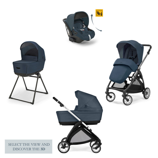 Inglesina Πολυκαρότσι Electa Quattro Χρώμα Hudson Blue Με σκελετό Silver Black Και Κάθισμα Αυτοκινήτου Darwin Infant Recline KA52S0HDB